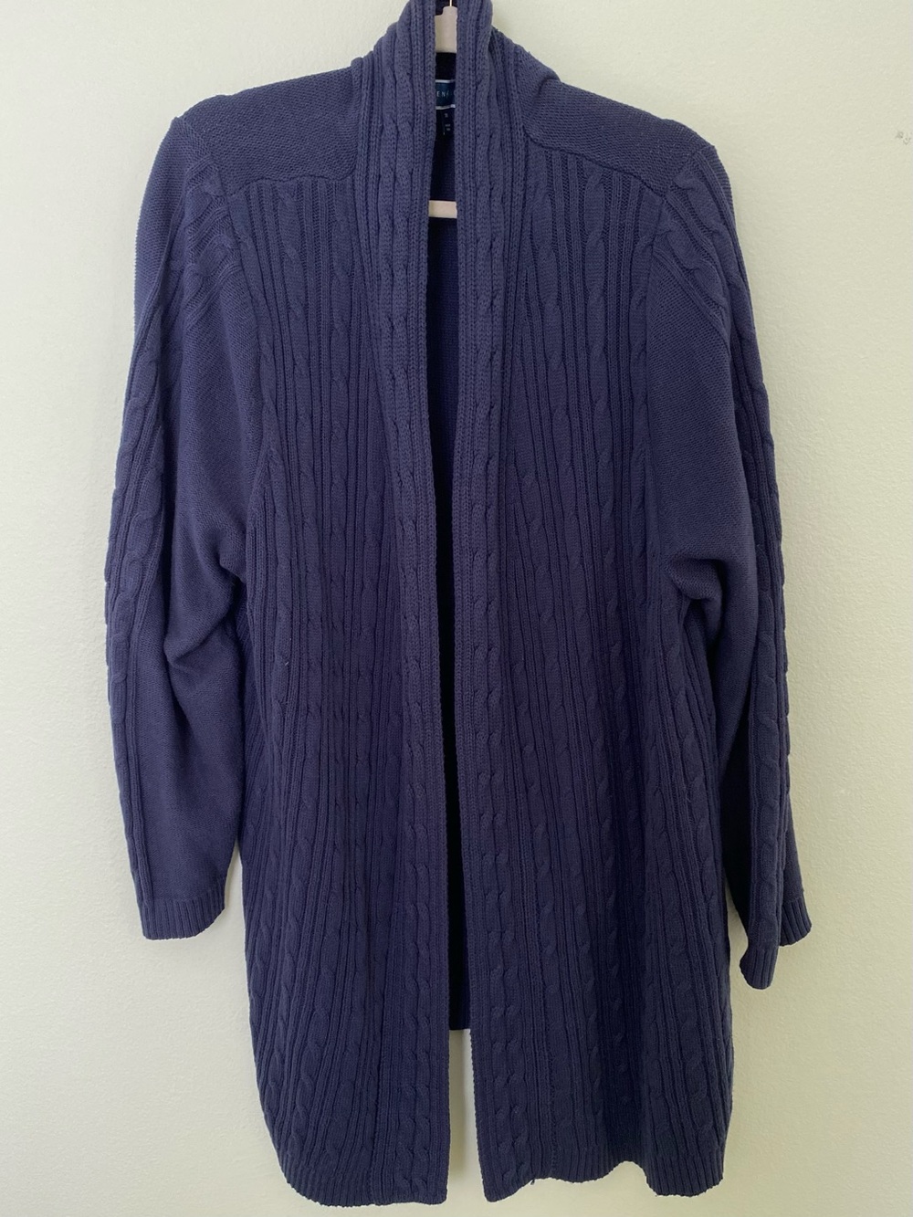 Karen Scott Open-Front Cable Knit Cardigan - Navy Blue Size 3X